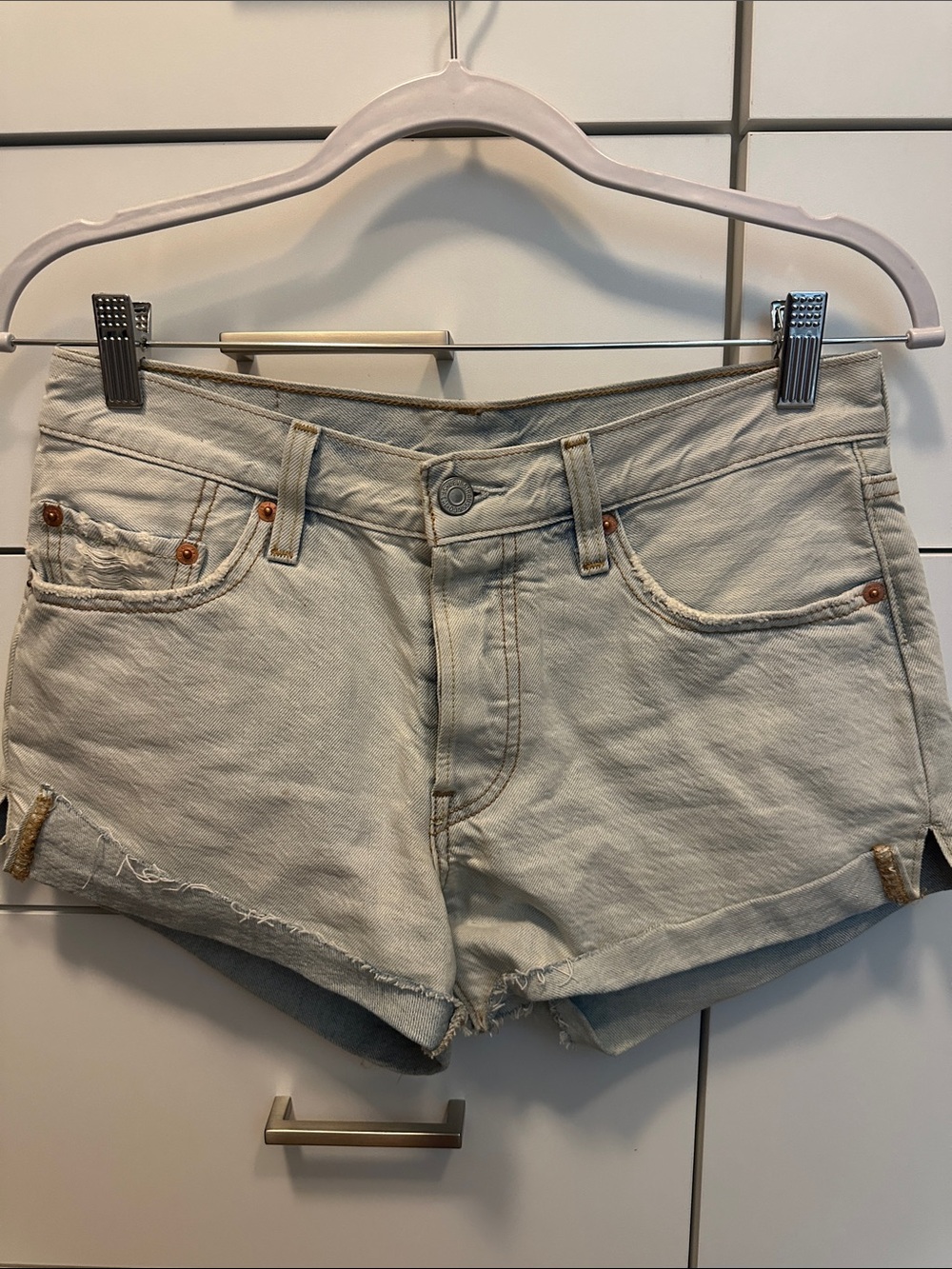 Levi's Light Beige Denim Cutoff Shorts